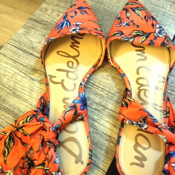 Orange Strappy Sam Edelman Flats - Picture 1 of 2